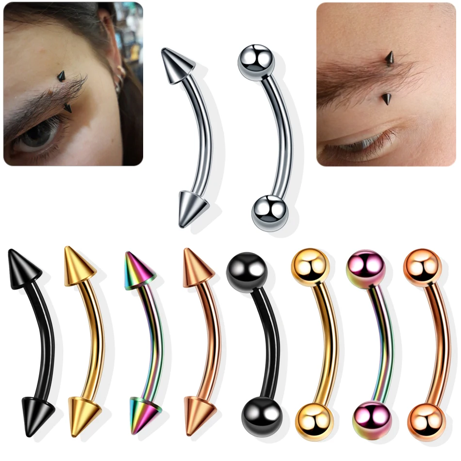 1PC G23 Titanium Eyebrow Banana Piercing Ring Curved Barbell Lip Ring Snug Daith Helix Rook Earring Cartilage Tragus Jewelry 16G