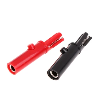 

2 Pcs Push Button Type Full Protective Alligator Clips For Professional Multimeter