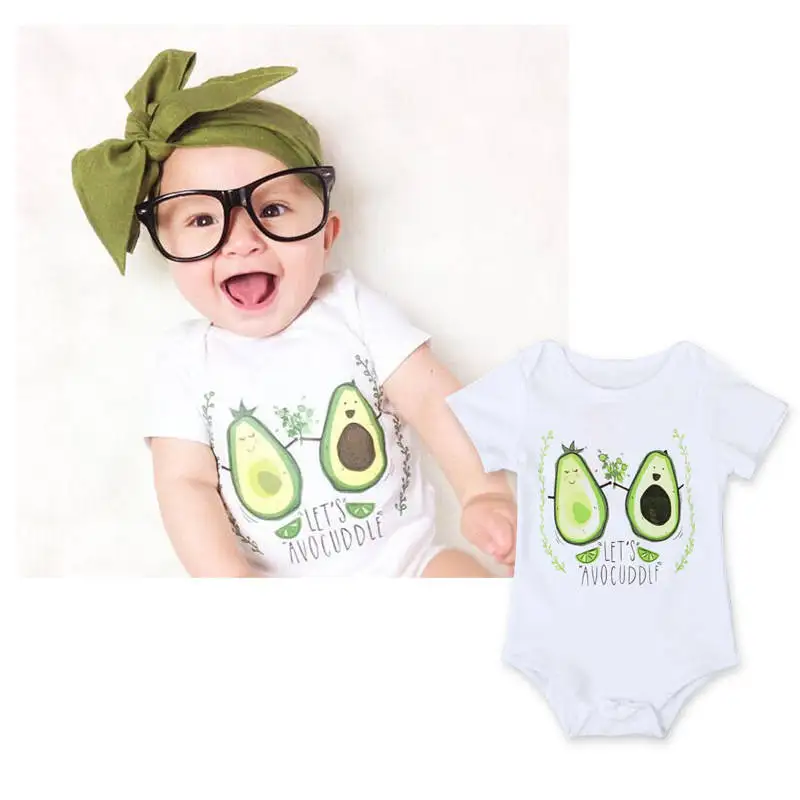 

Newest Brand Newborn Baby Boys Clothes Rompers Bodysuit 100%cotton Avocado Funny Print Shirt Boy Suit nfants for baby clothing