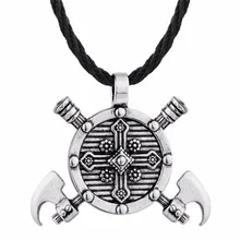 Nostalgia Axe Colar Pingente Escudo Guerreiro Viking Eixos Amuleto Cruz Homens Jóias Fazendo Witcher(China)