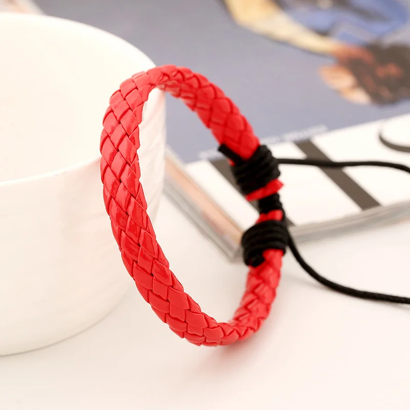 Fashion Mens Womens Braided Faux Leather Bracelet Wristband Unisex Gifts