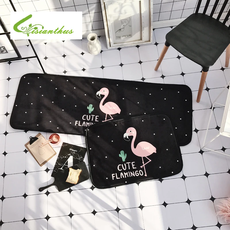 Europe Anti Slip Doormat Living Room Kitchen Bath Mat Rectangle Lovely Flamingo Printed Floor