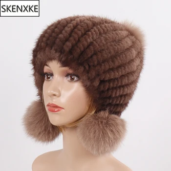 

Russia Winter Women Quality 100% Natural Real Mink Fur Hat Warm Genuine Mink Fur Beanies Caps Lady Fashion Real Mink Fur Hats