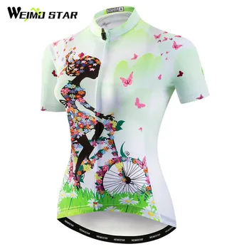 

Weimostar Green Bike Team Cycling Jersey Women Summer Short Sleeve mtb Bike Jersey Maillot Ciclismo Racing Sport Bicycle Shirt