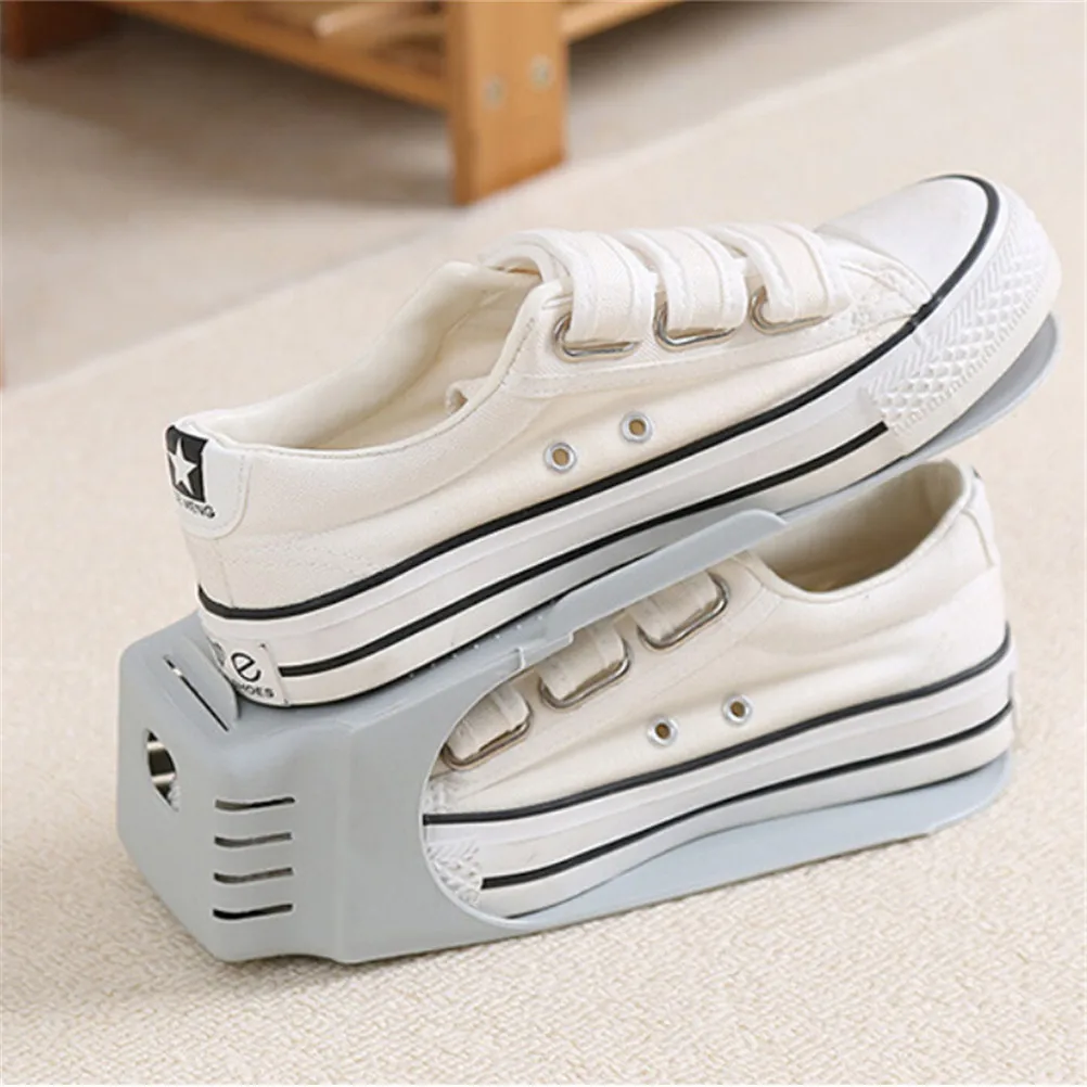 

1Pcs Shoe Racks Plastic Double Shoe Holder Storage Shoes Rack Living Room Convenient Shoebox Shoes Organizer Stand Shelf