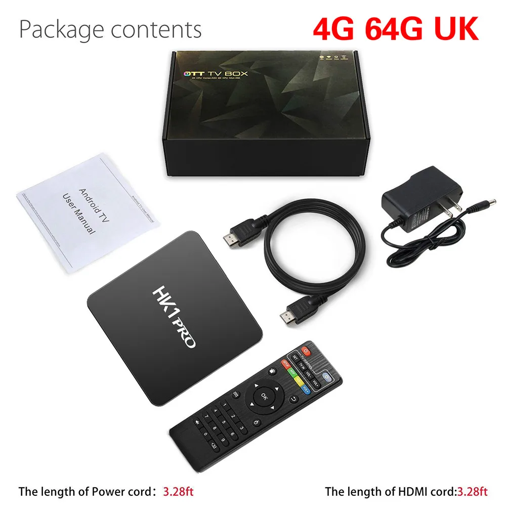 HK1 PRO Smart tv BOX Android 8,1 S905X2 LPDDR4 4+ 64 Гб 2,4 ГГц и 5 ГГц Wifi Bluetooth 4K 3D медиаплей приставка Stem Assistent - Цвет: 4G 64G UK