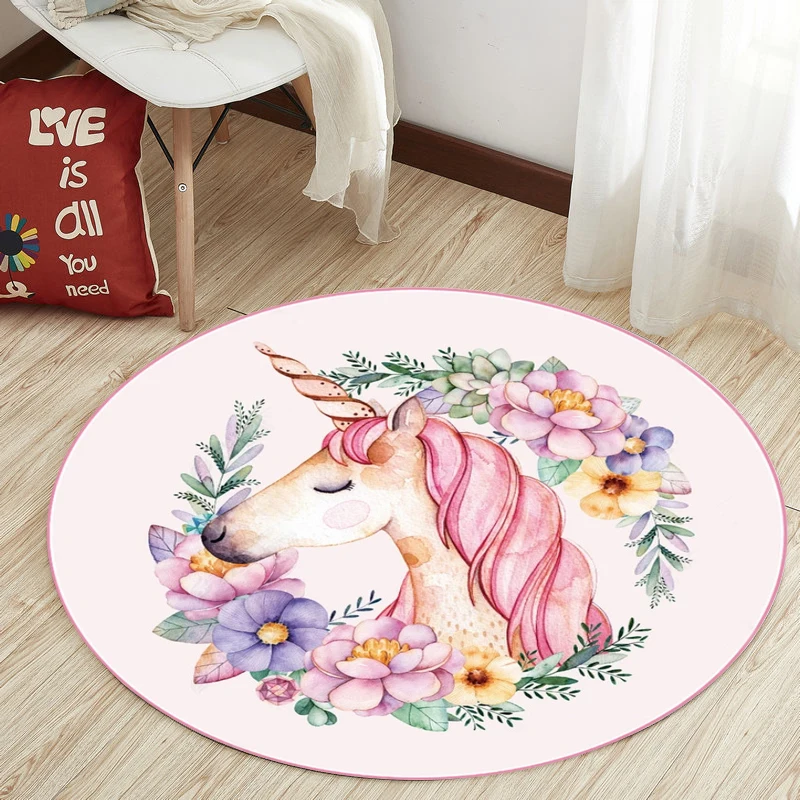 Nordic Unicorn Series Round Carpets for Living Room Area Rugs Computer Chair Floor Mat Child Cloakroom Rug Kids Tent Play Carpet Nordic Unicorn Series Round Carpets for Living Room Area Rugs Computer Chair Floor Mat Child Cloakroom Rug Kids Tent Play Carpet