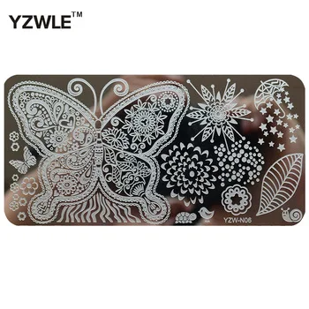 YZWLE 6cmx12cm Series Stainless Steel DIY Stamping Nail Art Image Plates Template For Manicure Salon #YZW-N06