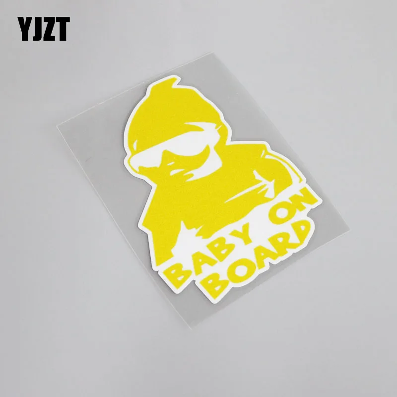 

YJZT 9.1CM*13.3CM Interesting Yellow BABY ON BOARD PVC Car Sticker Decal Motorcycle 13-0022