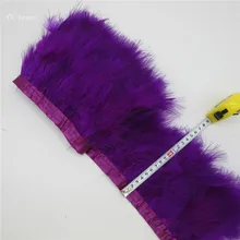10 ярдов индейки перо планки 15-18 см окрашенные настоящие фиолетовые Перья ленты с бахромой для платья юбка Ткань Пояс декоративная одежда