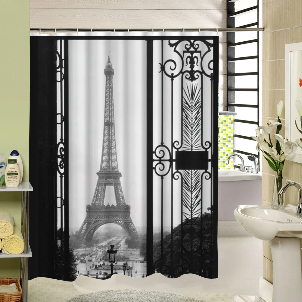 Buy Vintage Design Paris Shower Curtain White and