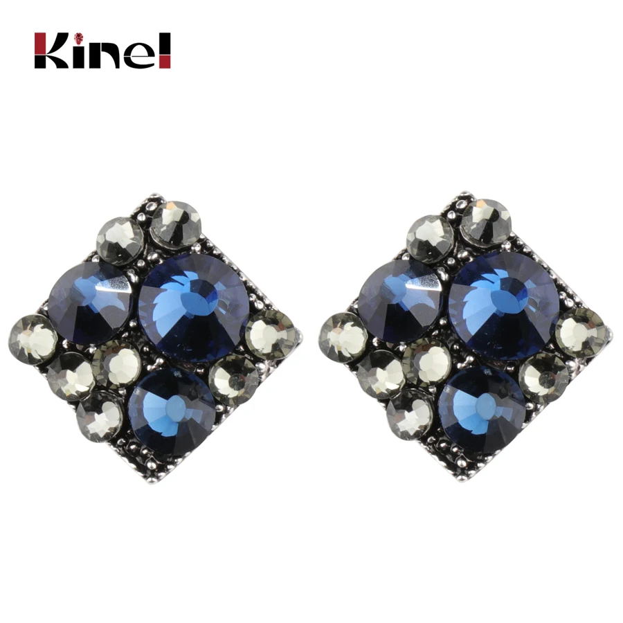 

Kinel Romantic Crystal Flower Stud Earrings Alloy Silver Color Design Zircon Earrings Fashion Jewelry For Women