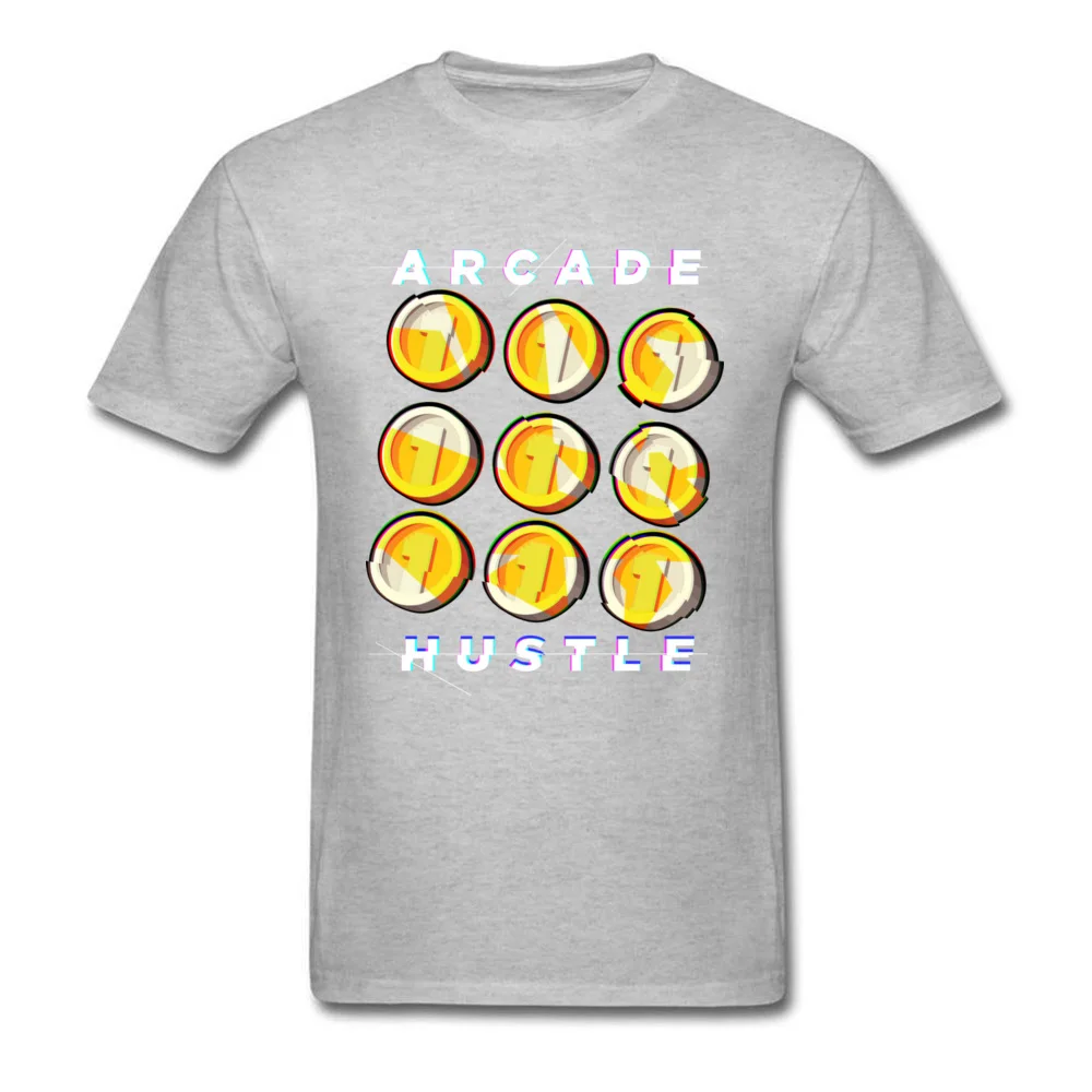 Slim Fit ARCADE HUSTLE Design T Shirt Crewneck Cotton Men's Tops & Tees Short Sleeve Summer Design Tee-Shirts Top Quality ARCADE HUSTLE grey