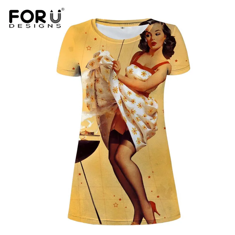 FORUDESIGNS Pin Up Vestido Mujer Harajuku camiseta vestido manga corta Funny Ladies verano Ropa vestidos para niñas S M L XL nuevo FORUDESIGNS Pin Up Vestido Mujer Harajuku camiseta vestido manga corta Funny Ladies verano Ropa vestidos para niñas S M L XL nuevo