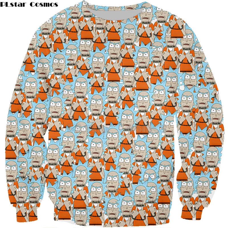 2019 New 3D Rick And Morty zip Hoodies Sweatshirt Men Women Funny Cartoon Print Hoodie Graffiti puzzle Harajuku Hip Hop Street-1