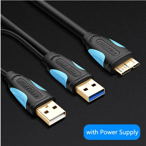 Vention кабель Micro USB 3,0 2 м 0,5 м быстрое зарядное устройство USB кабель синхронизации данных USB 3,0 кабель для мобильного телефона для samsung S5 жесткий диск - Цвет: With Power Supply