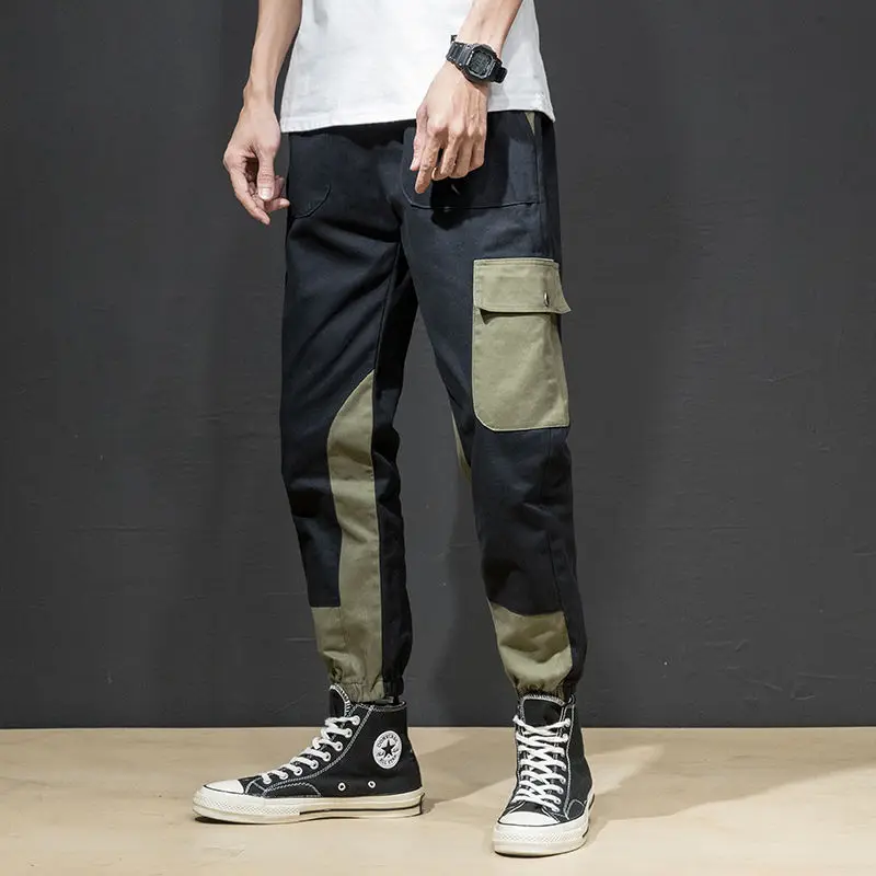 

2019 Patchwork Pockets Cargo Harem Pants Mens Hip Hop Casual Jogger Tatical Trousers Harajuku Streetwear Male Pants
