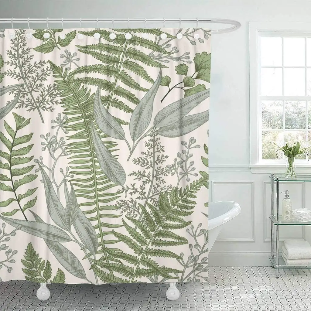 Ferns RT Designers Collection Printed Fabric Shower Curtains Ferns RT Designers Collection Printed Fabric Shower Curtains