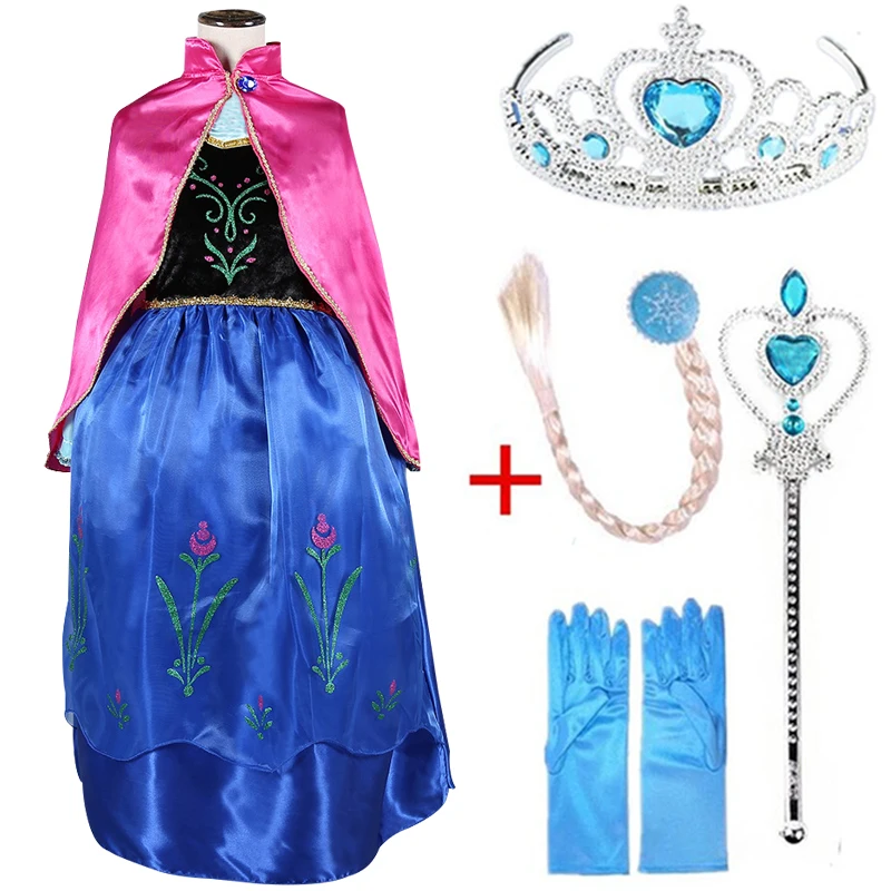Платья Королевы Эльзы; костюмы Эльзы; платье принцессы Анны для девочек; вечерние платья; Fantasia; Одежда для девочек; комплект Эльзы - Цвет: set L