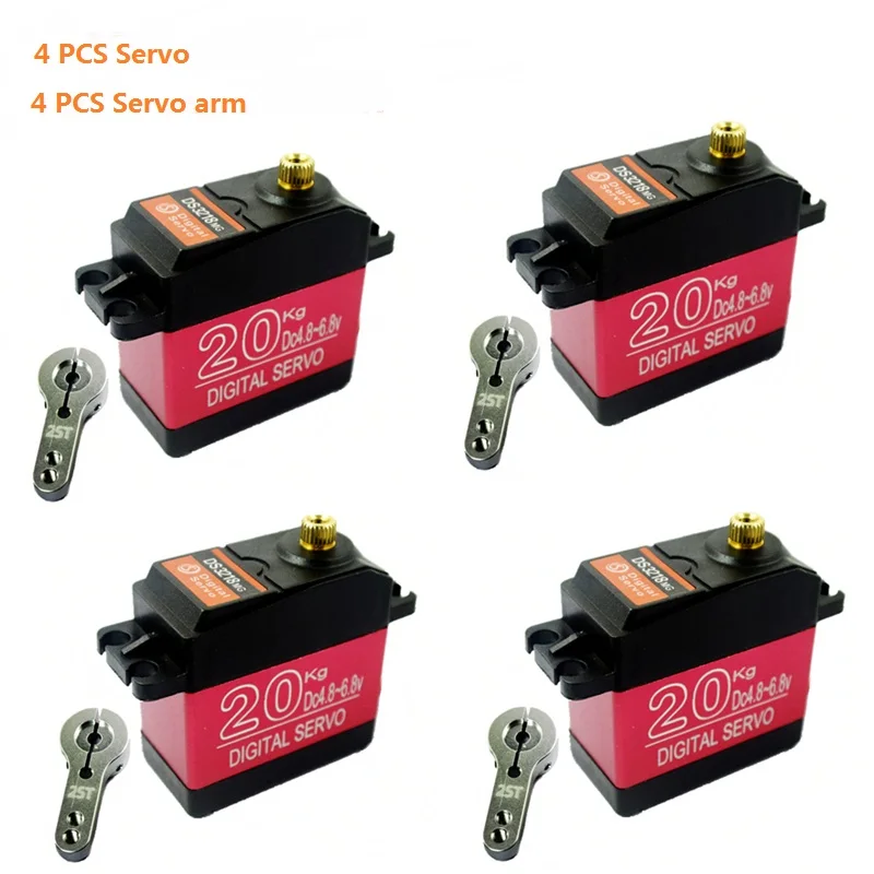 

Newest 4Pcs DS3218 update RC servo 20KG full metal gear digital servo baja servo usual Waterproof version for baja cars RC toys