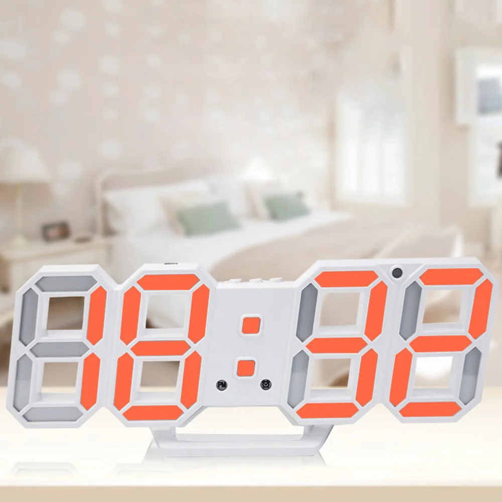 3D светодиодный настенные часы Современный цифровой Настольный Будильник Дисплей для дома, кухни, офиса стол ночные настенные часы 24 или 12 часов Дисплей