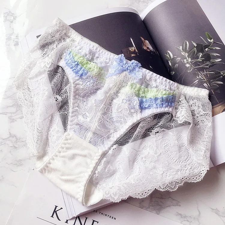 Full lace transparent white panties women Japanese seamless underwear