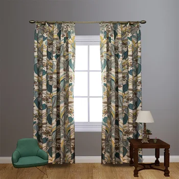 

nordic short thick linen decoration floral curtains window drapes for living room bedroom window treatments