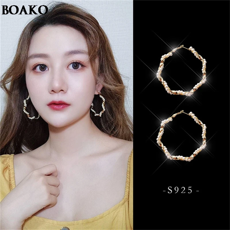 

Fashion Big Round pearl Drop Earrrings S925 silver needle Crystal Pendant Earrings Party Gift Jewelry Hot Sale Drop Earrings A30