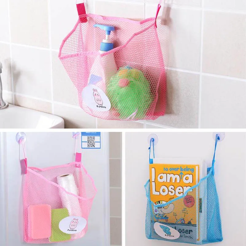 

Folding Multifunction 1 PC Eco-Friendly Home Storage Tools Suction Cup Basket Child Bath Toy Storage Bags Bathroom Mesh Bag