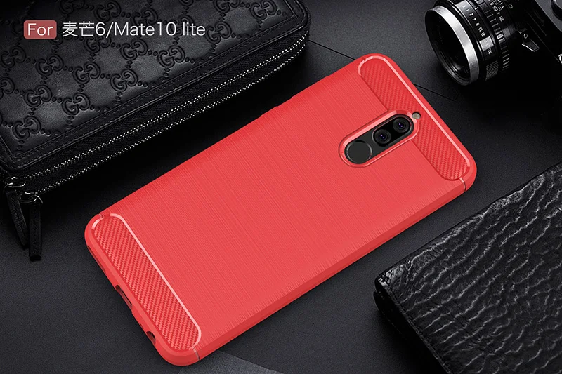 Carbon fiber brushed silicone case huawei mate 10 Lite (13)