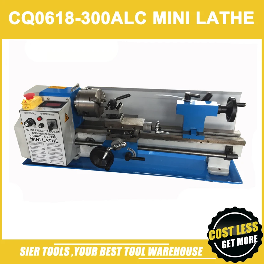 

CQ0618-300ALC/400W,300*180mm mini lathe machine/100mm chuck/continusly varible speed metal lathe/free 11pcs turning tools set