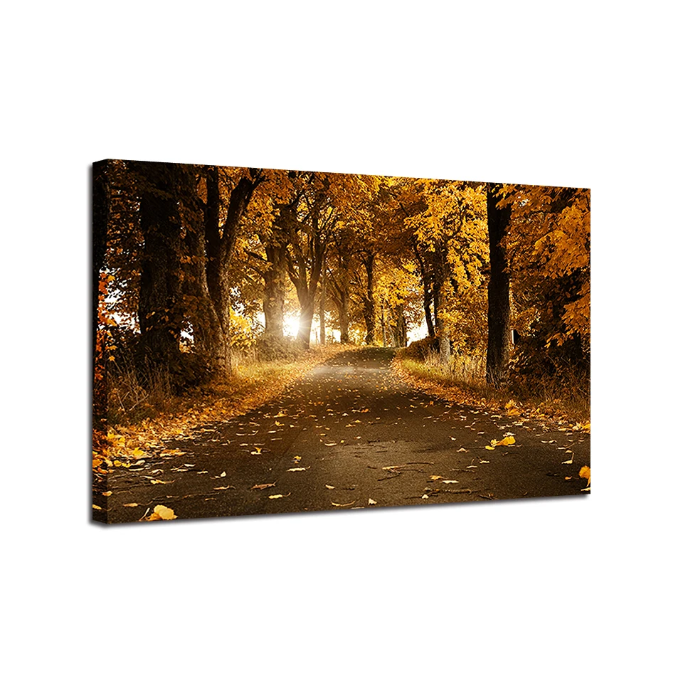 Canvas-Prints-Painting-Wall-Art-Home-Decor-1-Piece-Autumn-Forest-Trail-Fallen-Leaves-Poster-Tree (4)