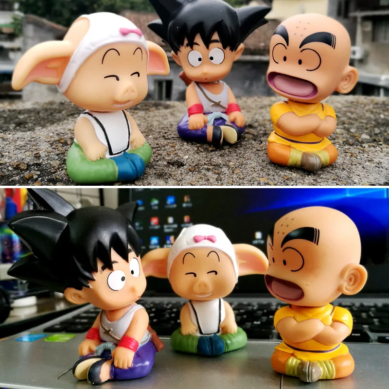 3 шт./компл. Dragon Ball SON GOKU Oolong kuriririn автомобильный орнамент качающаяся голова кукла милый автомобиль украшение игрушка Япония мультфильм автомобильные аксессуары