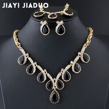 Jiayijiaduo Очаровательное ожерелье с фиолетовыми стразами Серьги Браслет Набор для женщин Свадебное платье комплект ювелирных изделий 2 цвета бразильский подарок для девушки