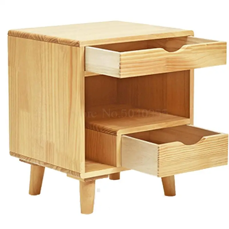 Сплошная деревянная прикроватная тумбочка для спальни, прикроватная тумбочка, простые современные детские ящики, Короткие прикроватные шкафчики, цвет соснового дерева
