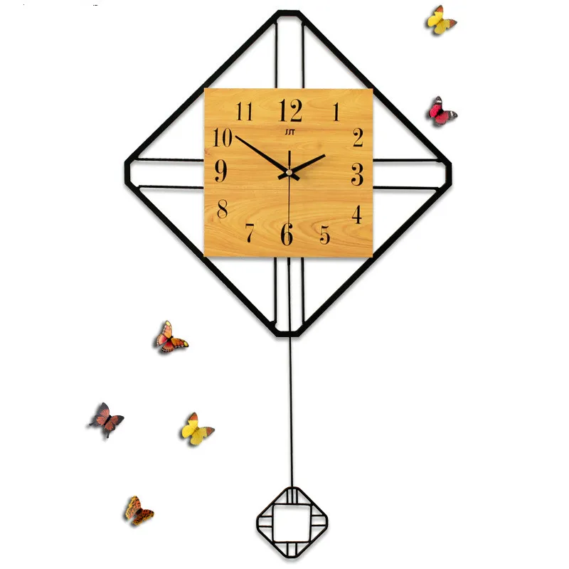 

Wooden Simple Swing Wall Clock Table Modern Living Room Decoration Wall Clocks European Creative Silent Quartz Watches