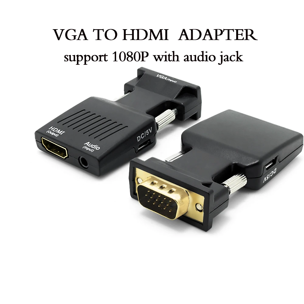 QGeeM преобразователь из VGA в HDMI с аудио Full HD VGA в HDMI адаптер с видео выходом 1080P HD для ПК ноутбука HDMI toVGA