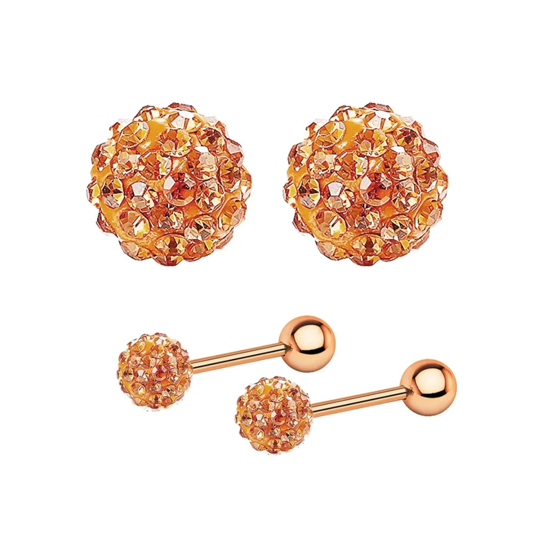 10Pairs/lot Zircon Crystal Heart Flower Ball Cartilage Lip Nail Bar Ring Barbell Piercing Tongue Stainless Steel Body Jewelry