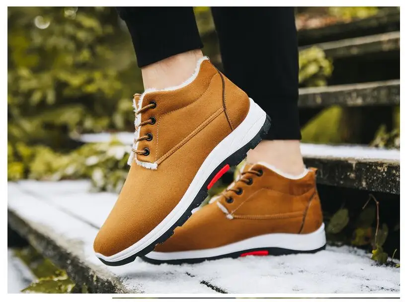 

2019 New Man Sneakers Hombre Outdoor Snow Boots Comfortable Plush Warm Winter Non-slip Walking Mountain Climbing Boots Shoes 2