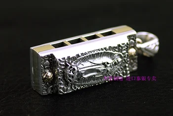 

Thailand imports, GV new four hole octave harmonica 925 Sterling Silver Pendant