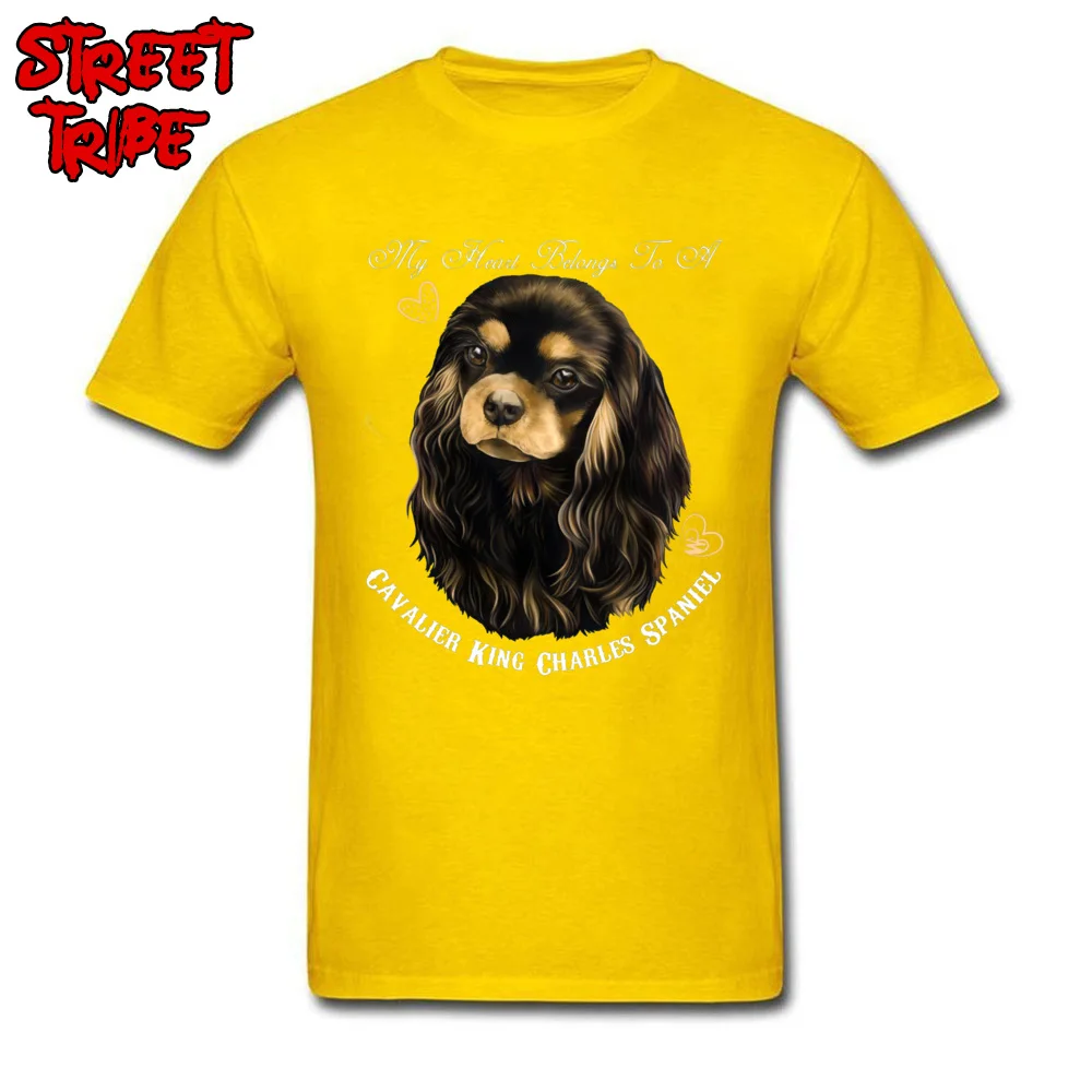 3D Printed comfortable ostern Day 100% Cotton O-Neck Men Tops T Shirt Printed On Tops Tees Prevalent Short Sleeve T Shirts Cavalier King Charles Spaniel King Charles Sp yellow