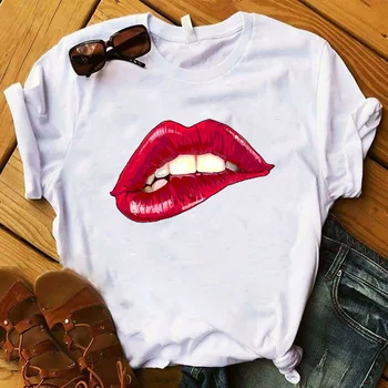

Women T Womens Lip Teeth Sexy Cute Harajuku Print Graphic Tee Shirt Femme Top Tshirt Female Punk Ladies Clothes T-shirt