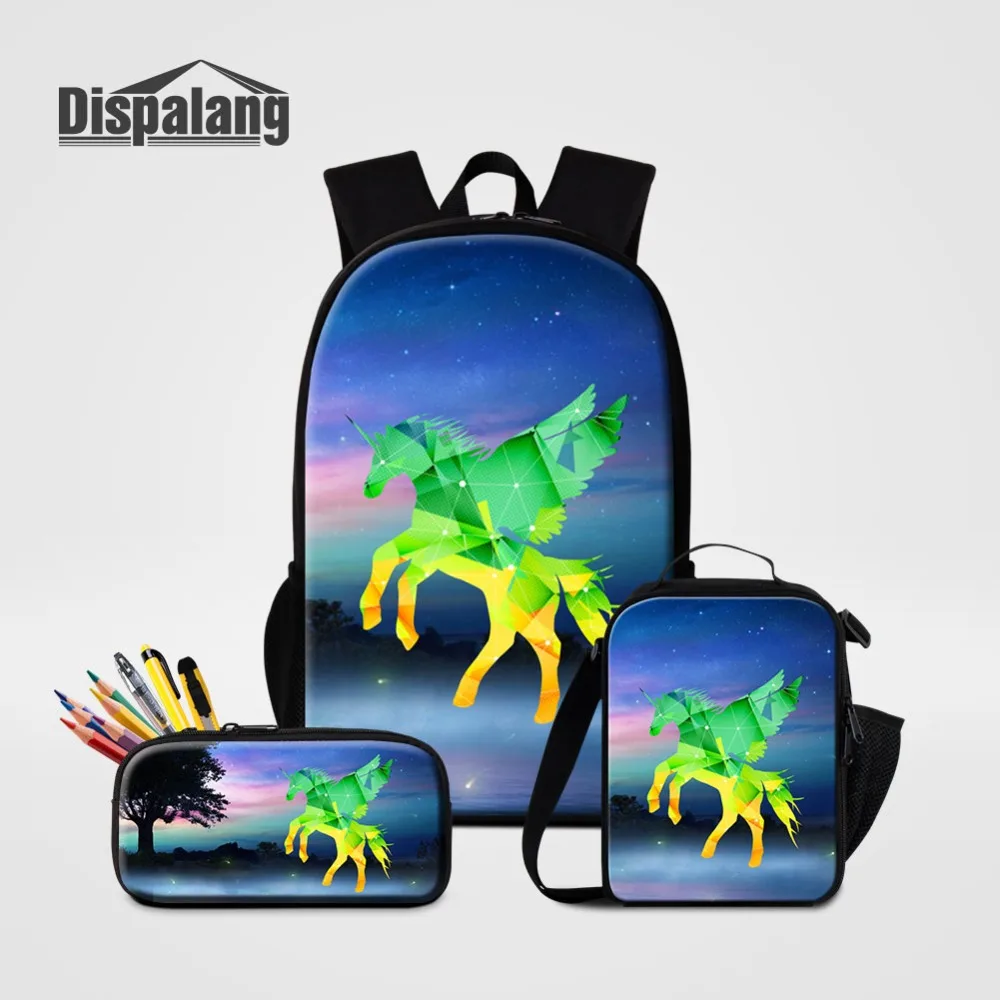 

3 Set Backpack With Pencil Case Lunch Box For School Cartoon Design Unicorn School Bag For Children Newly Bagpack Drop Shipping