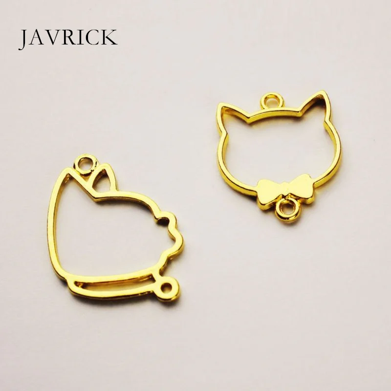 

5Pcs Gold Pet Cat Dog Charm Blank Resin Frame Pendant Open Bezel DIY Bracelet Necklace Accessories Jewelry Making