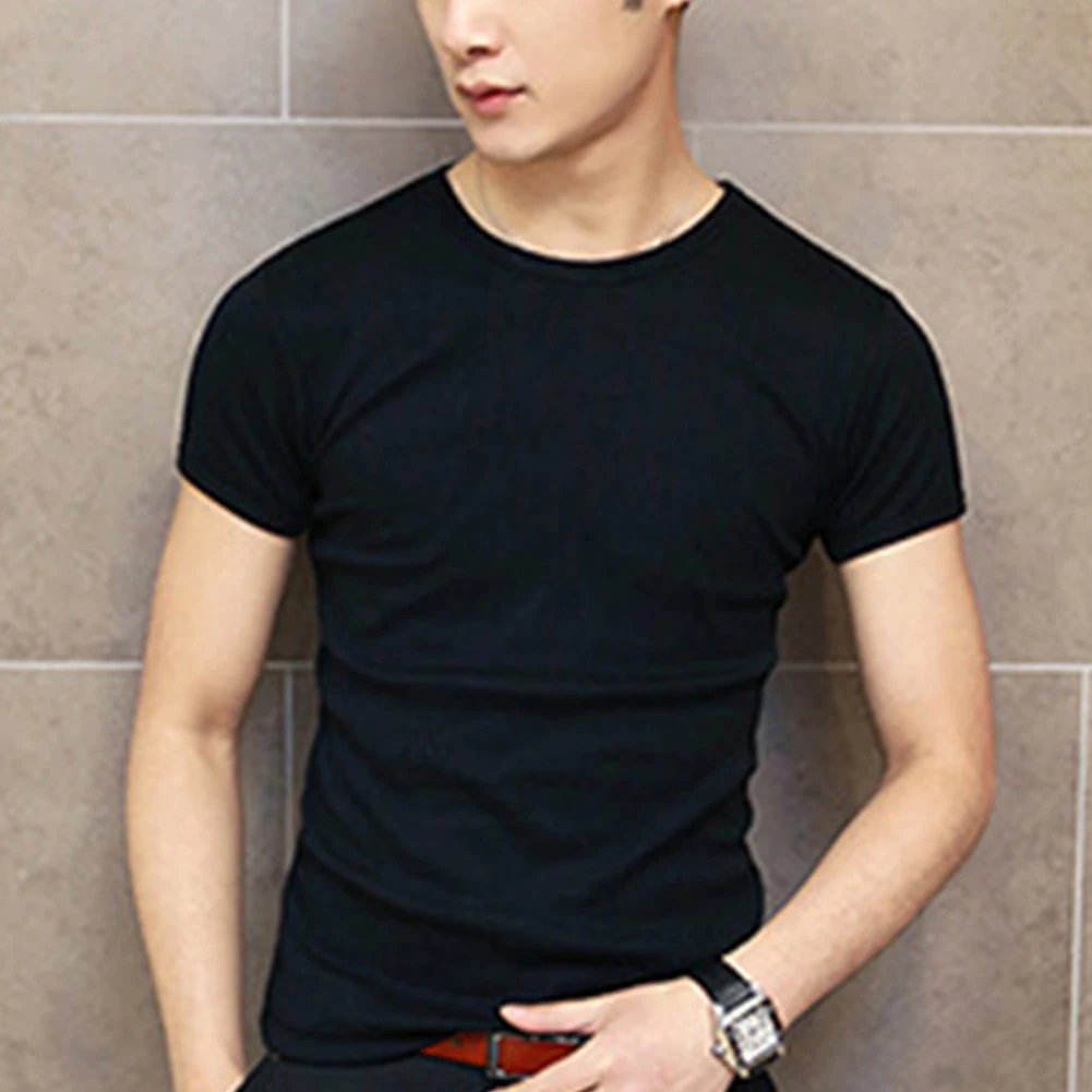 Solid Color Casual Slim Fit T-shirt Simple Summer Men Short Sleeve Round Collar Man Clothing Male Tops Shirt Solid Color Casual Slim Fit T-shirt Simple Summer Men Short Sleeve Round Collar Man Clothing Male Tops Shirt