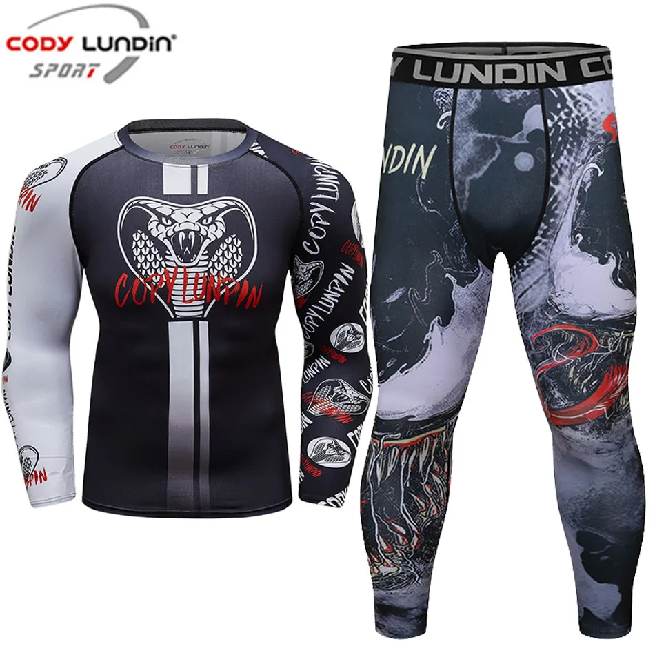 Bjj gi Mma Rashguard мужская футболка + штаны с длинным рукавом наборы 3D колготки