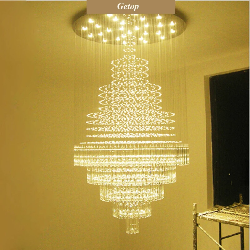 

T Large Circular Pendant Light For Hotel Mall Engineering Home Living Room Crystal Led Lamps Luxury For Villadom DHL Free