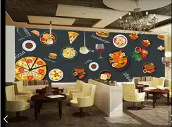 Гамбургер ресторан быстрого стены Бумага 3D настенная для стен Гостиная Спальня Настенный декор пиццы Кофе магазин стены Бумага