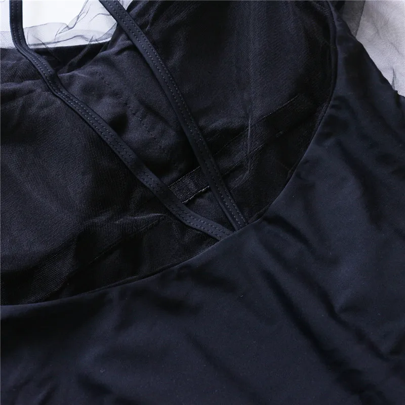 Сексуальная Женская Ретро рубашка в горошек, сетчатая одежда для плавания, Женский цельный купальник, женский купальник с длинным рукавом, купальный костюм, монокини