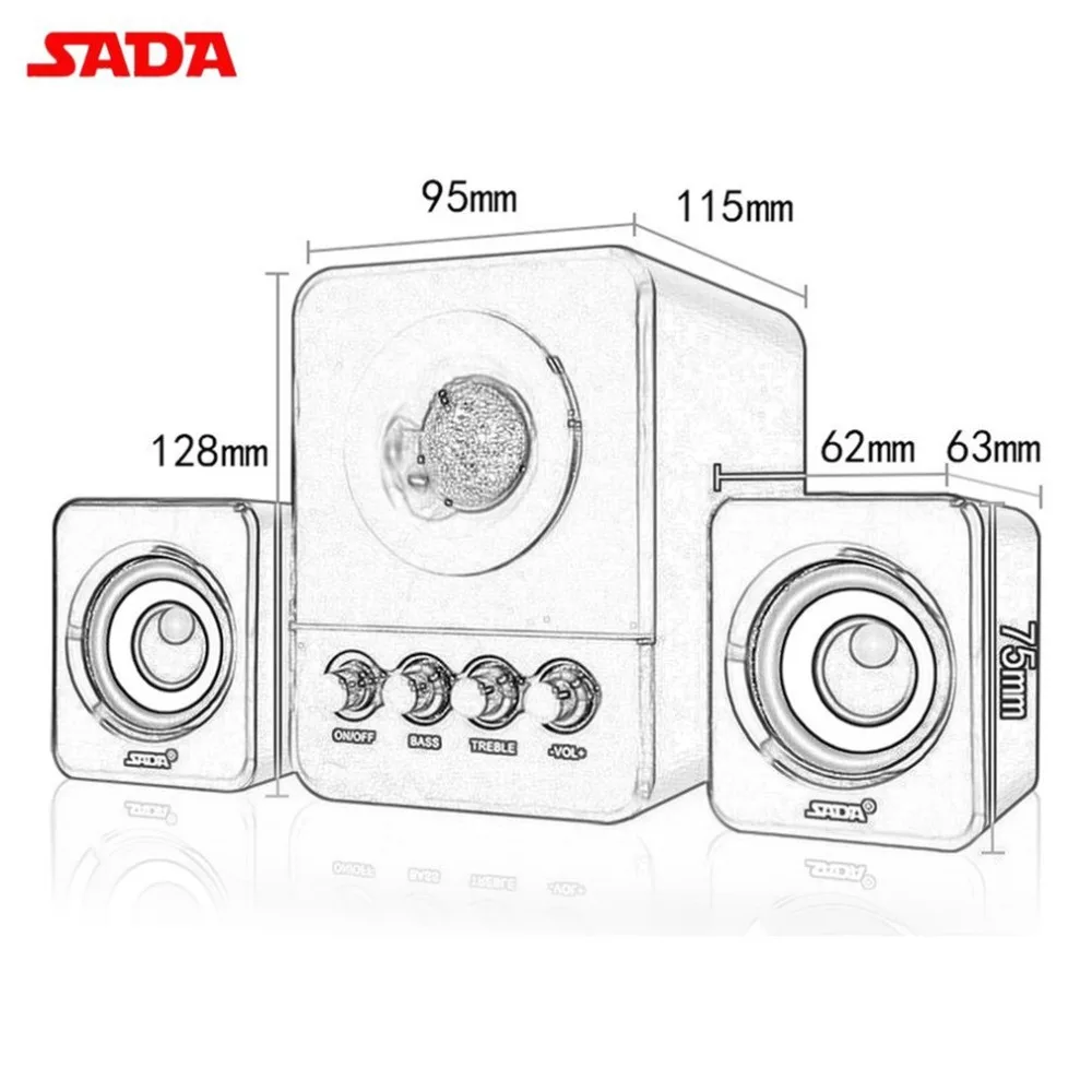 SADA D-203 проводной мини портативный комбинированный динамик для ноутбука настольного компьютера